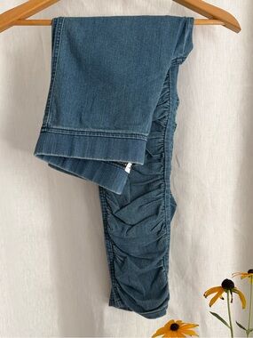 Prairie Underground Ruched Denim Jeans S Pull On Gray Blue Cropped Ankle Pants